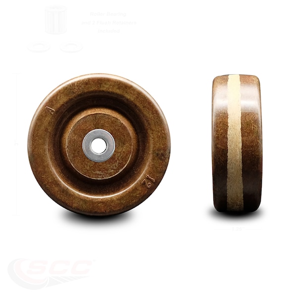 SCC - 3" High Temp Phenolic Wheel w/Roller Bearing - 1/2" Bore -500 lbs Capacity